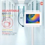 Anti-Theft Height Adjustable Kiosk Floor Stand CTA Secure Lockable Store Kiosk W/Height Adjustable Mechanism | for iPad 7/8/9 iPad Pro 11” Inch Samsung & Microsoft Tablets - White (PAD-PARAFDW)