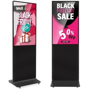 YCKJNB 37 inch Indoor Digital Signage IPS Floor Standing Digital Kiosks Interactive Displays with WiFi HDMI/USB Input Auto AD Player, Android OS Black