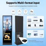 YCKJNB 37 inch Indoor Digital Signage IPS Floor Standing Digital Kiosks Interactive Displays with WiFi HDMI/USB Input Auto AD Player, Android OS Black