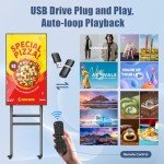 QIXZOCV 43 Inch Mobile Digital Signage Displays Kiosk with Flight Case, Portable Photo Booth Stand by with Screen Mirroring App Publishing, Advertising Display Poster, Android OS
