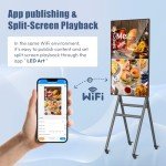 QIXZOCV 43 Inch Mobile Digital Signage Displays Kiosk with Flight Case, Portable Photo Booth Stand by with Screen Mirroring App Publishing, Advertising Display Poster, Android OS