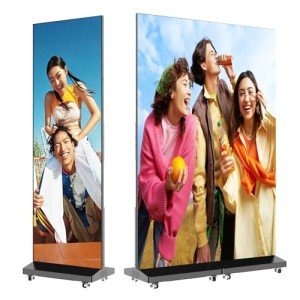 P1.86 GOB Spliceable LED Poster Screen with Flight Case, Foldable LED Digital Signage Advertising Display Kiosk with Publishing System, Portable Digital Poster for Events and Rentals (2 Panels), Black