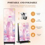 P1.86 GOB Spliceable LED Poster Screen with Flight Case, Foldable LED Digital Signage Advertising Display Kiosk with Publishing System, Portable Digital Poster for Events and Rentals (2 Panels), Black