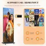 P1.86 GOB Spliceable LED Poster Screen with Flight Case, Foldable LED Digital Signage Advertising Display Kiosk with Publishing System, Portable Digital Poster for Events and Rentals (2 Panels), Black