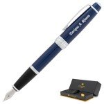 Personalized Cross Bailey Fountain Pen - Blue Chrome