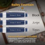 Personalized Cross Bailey Fountain Pen - Blue Chrome