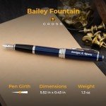 Personalized Cross Bailey Fountain Pen - Blue Chrome