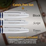 Personalized Engraved Cross Pen Set - Blue Chrome