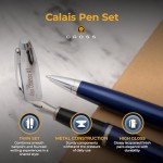Personalized Engraved Cross Pen Set - Blue Chrome