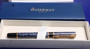 Waterman Laureat Blue Marble Fountain Pen, M Nib