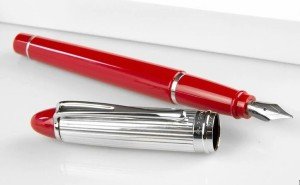 Aurora Ipsilon Sterling Silver & Red Fountain Pen