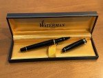 Waterman Expert Black Ballpoint Pen with Gold Trim