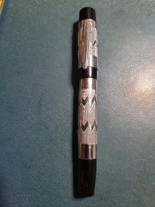 Art Deco Chrome Fountain Pen with 14k Nib