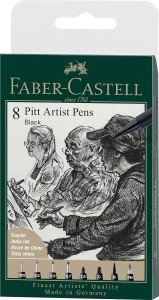 Faber-Castell Pitt Artist Pens - 8 Black Set
