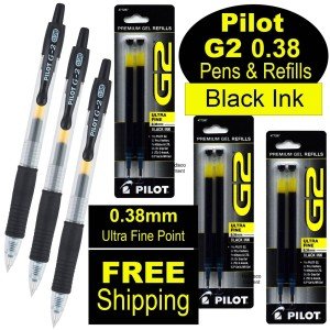 Pilot G2 Ultra Fine Black Gel Ink Pens