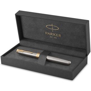 Parker Sonnet Stainless Steel Fountain Pen with Gold Trim