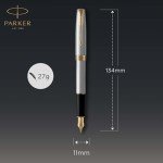 Parker Sonnet Stainless Steel Fountain Pen with Gold Trim