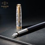 Parker Sonnet Stainless Steel Fountain Pen with Gold Trim