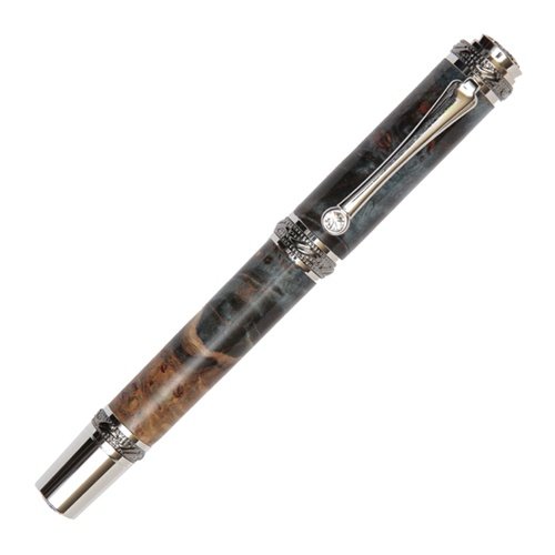 Black Titanium Blue Maple Burl Rollerball Pen by Lanier
