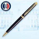 Waterman Hemisphere Black Ballpoint Pen with Gold Trim