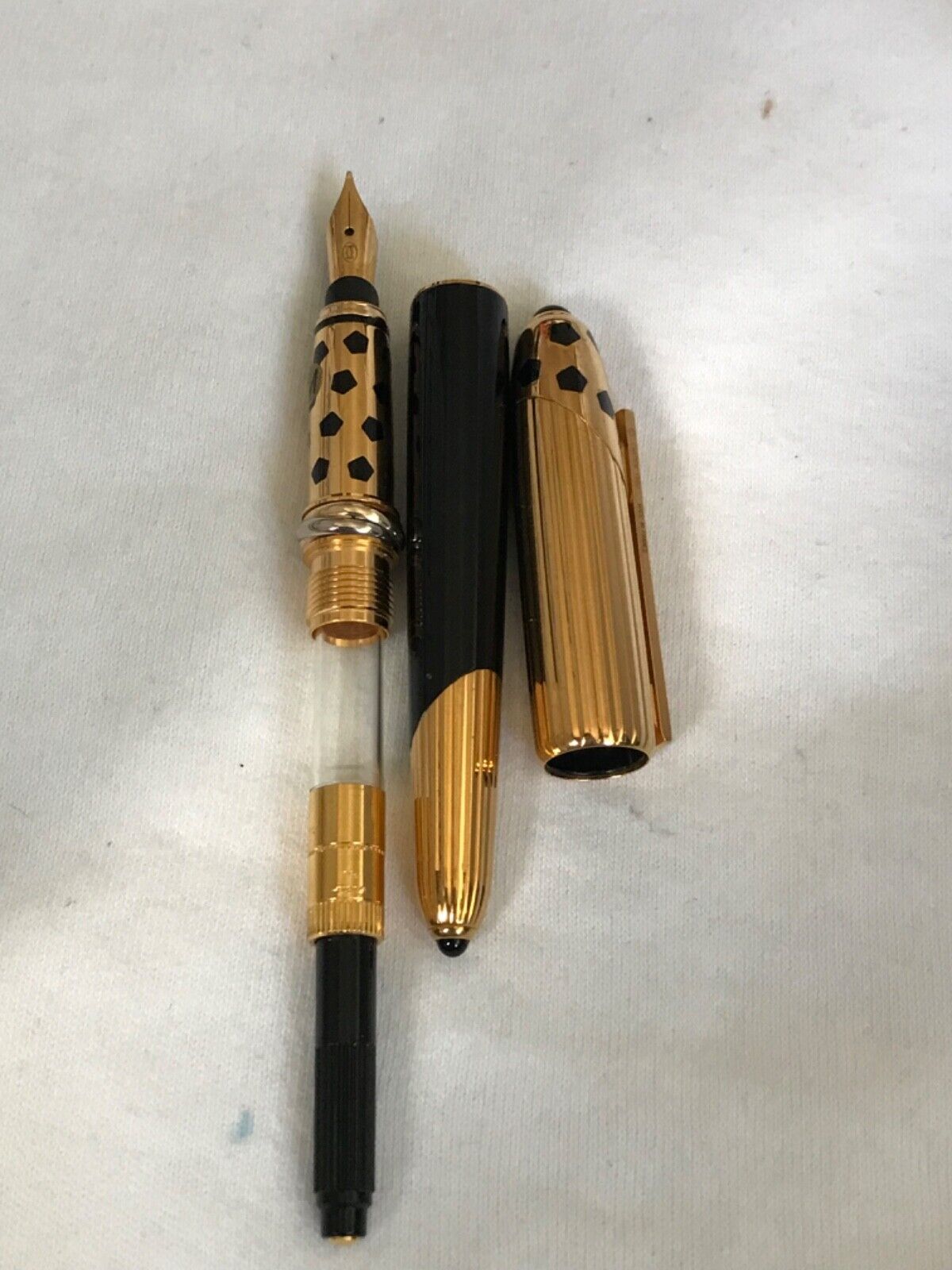 Cartier Panthere Black/Gold Plated Fountain Pen, 18K M Nib