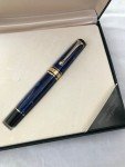 Aurora Optima Blue Fountain Pen with Gold Trim