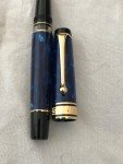 Aurora Optima Blue Fountain Pen with Gold Trim