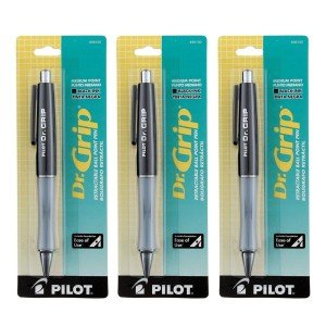 Pilot Dr. Grip Black Ballpoint Pen Set of 3