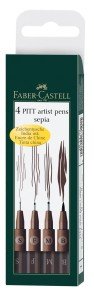 Faber-Castell Pitt Artist Pens Set - Sepia 4 Count