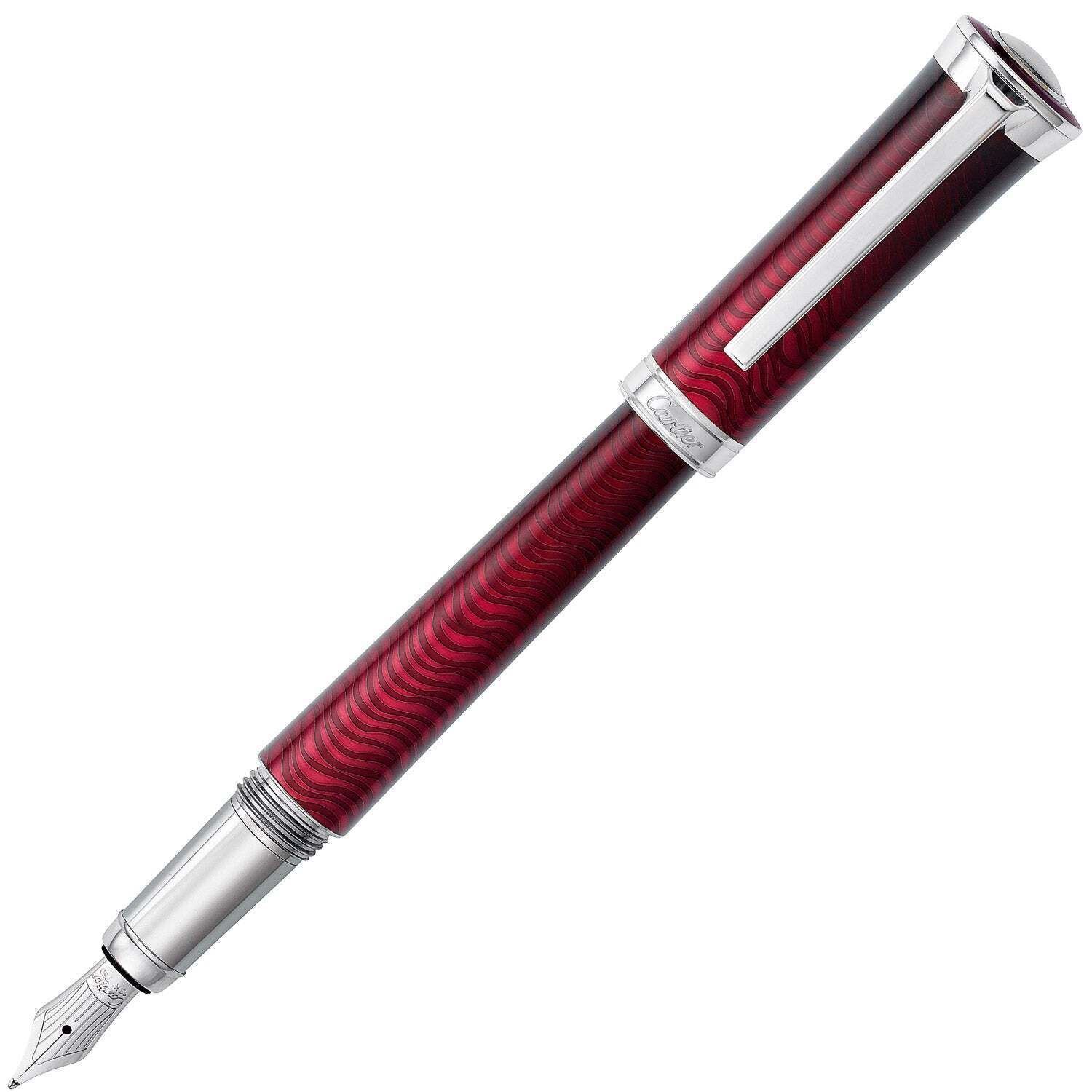 Cartier Limited Edition Red Lacquer Gold Fountain Pen