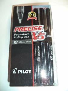 Pilot Precise V5 Black Roller Ball Pen - 12 Pack