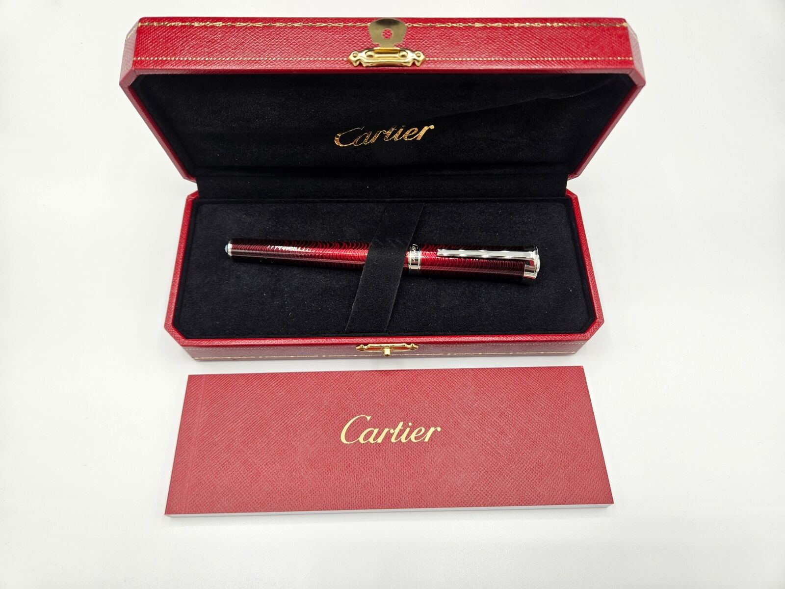 Cartier Limited Edition Red Lacquer Gold Fountain Pen
