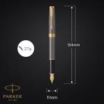 PARKER Sonnet Grey Fountain Pen with Gold Trim
