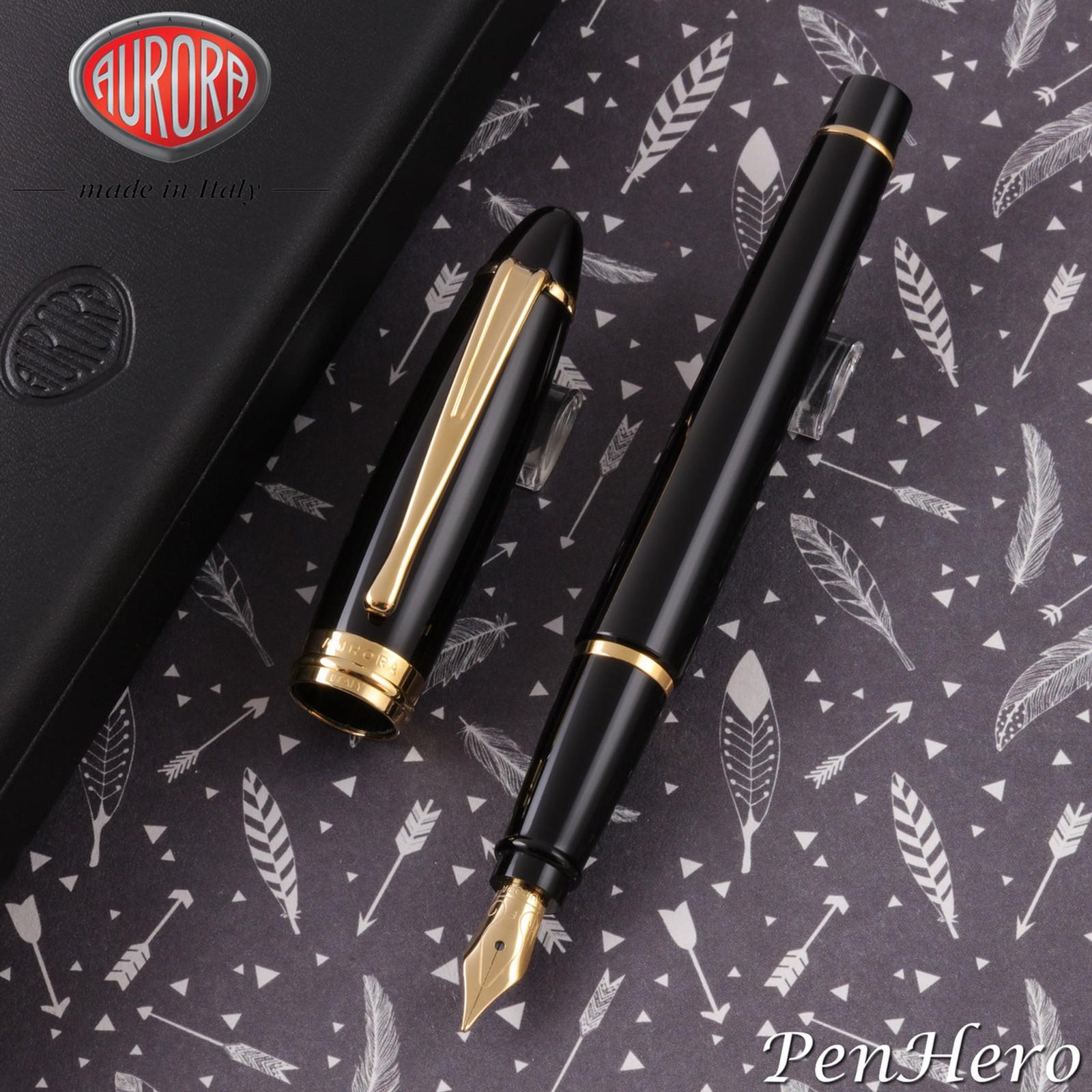 Aurora Ipsilon Black Fountain Pen with Broad Nib