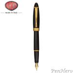 Aurora Ipsilon Black Fountain Pen with Broad Nib