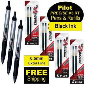 Pilot Precise V5 RT Black Ink Pens Set