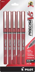 Pilot Precise V5 Extra Fine Red Rollers, 5 Pack