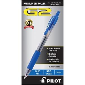 Pilot G2 Bold Blue Gel Ink Pens - 10 Pack