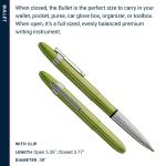 Aurora Borealis Green Bullet Space Pen - Any Angle Writing