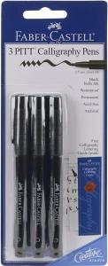 Faber-Castell PITT Calligraphy Pens, Black, 3-Pack