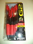 Pilot G2 Red Rollerball Pens - 0.7 mm