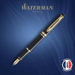 Waterman Expert Gloss Black Fountain Pen with Gold Trim