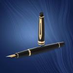 Waterman Expert Gloss Black Fountain Pen with Gold Trim