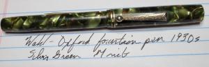 1930s Vintage Wahl-Oxford Silver Green Fountain Pen