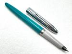 1960s Scripto Teal & Chrome Fountain Pen