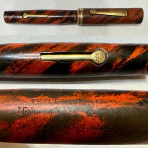 Vintage Large Red Mottled Inkograph Pen