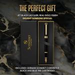 Scriveiner Luxury Fountain Pen - Black 24K Gold Finish