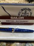 Sailor 1911 Marble Blue Fountain Pen with Gold Nib