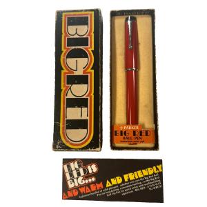 Vintage Parker Big Red Ballpoint Pen with Chrome Trim