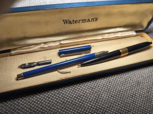 Vintage Ballpoint Ink Pens Set with Waterman Box